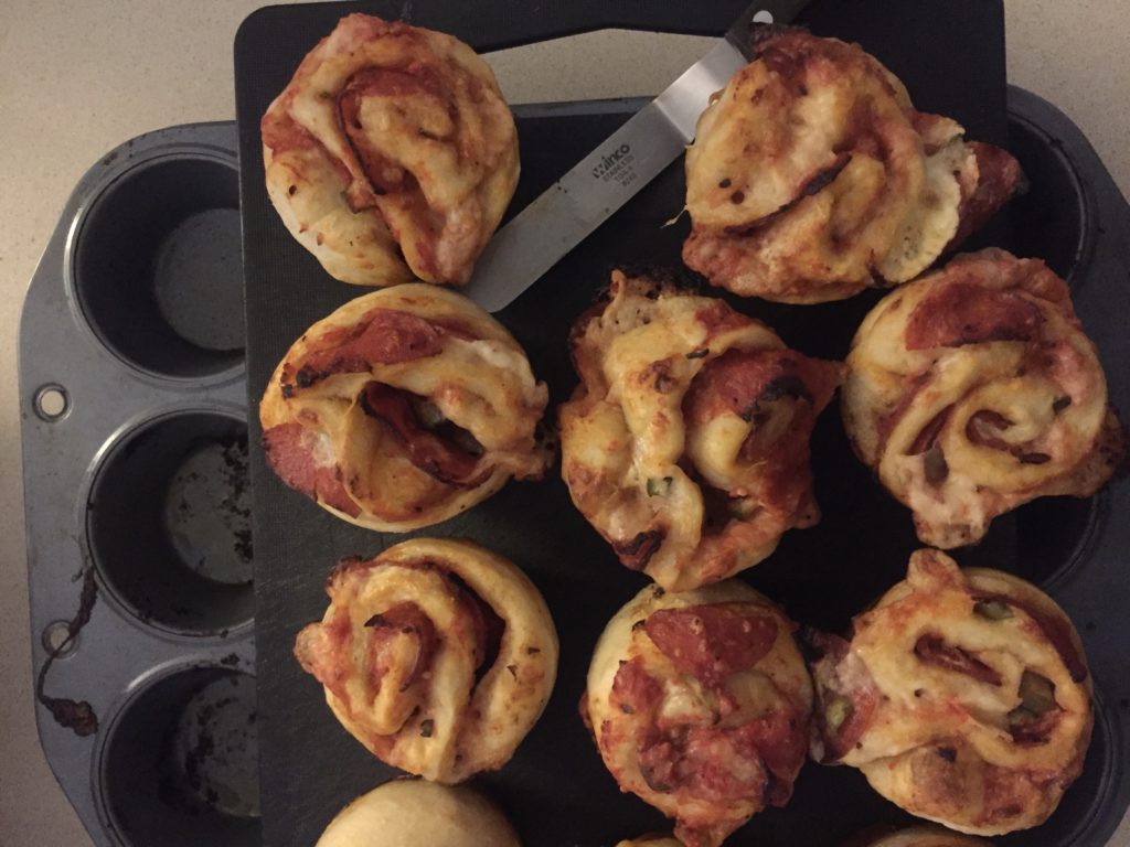 pizza rolls in a muffin pan
