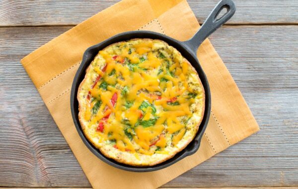 Frittata in a cast iron skillet
